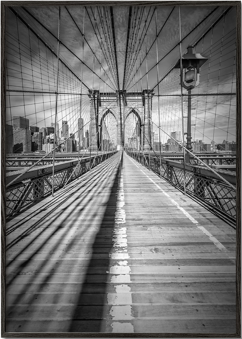 Plakat miasto Brooklyn Bridge czarno-biały