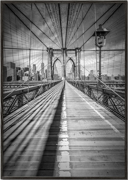 Plakat miasto Brooklyn Bridge czarno-biały