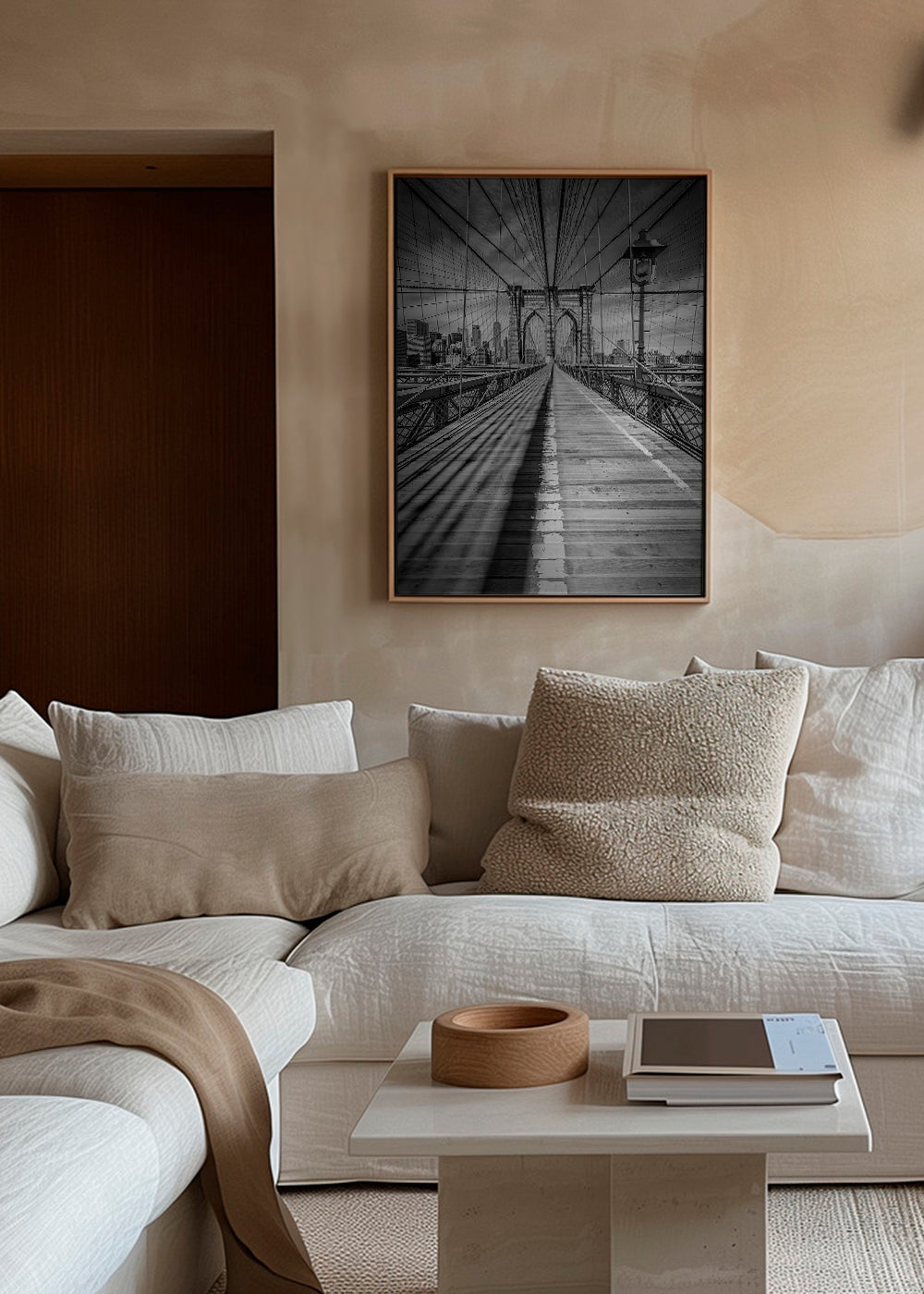 Plakat miasto Brooklyn Bridge czarno-biały