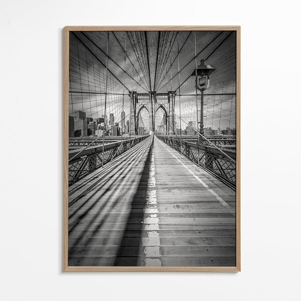 Plakat miasto Brooklyn Bridge czarno-biały