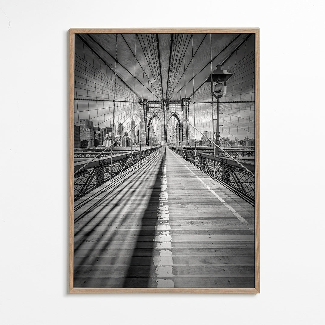 Plakat miasto Brooklyn Bridge czarno-biały