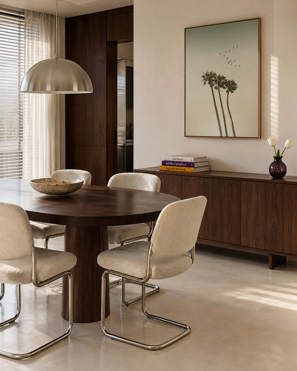 Vintage palm trees at sunset - Framed canvas in an interior