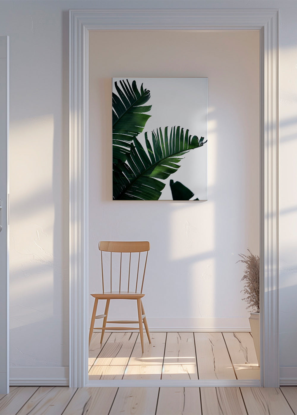 Plakat botaniczny zielone liście pionowy