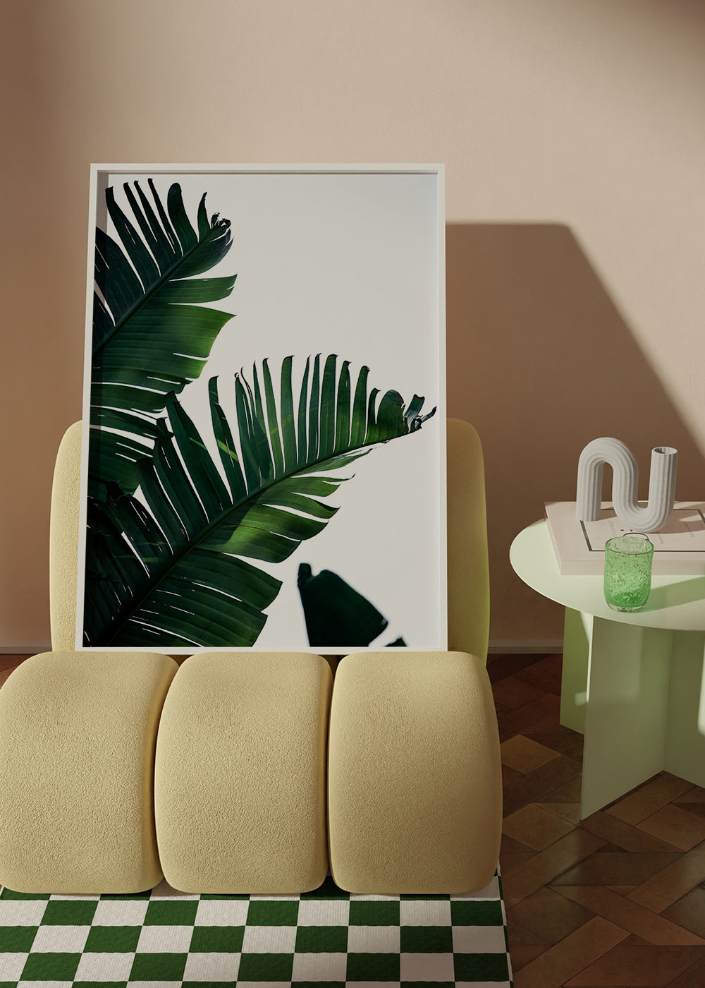 Plakat botaniczny zielone liście pionowy