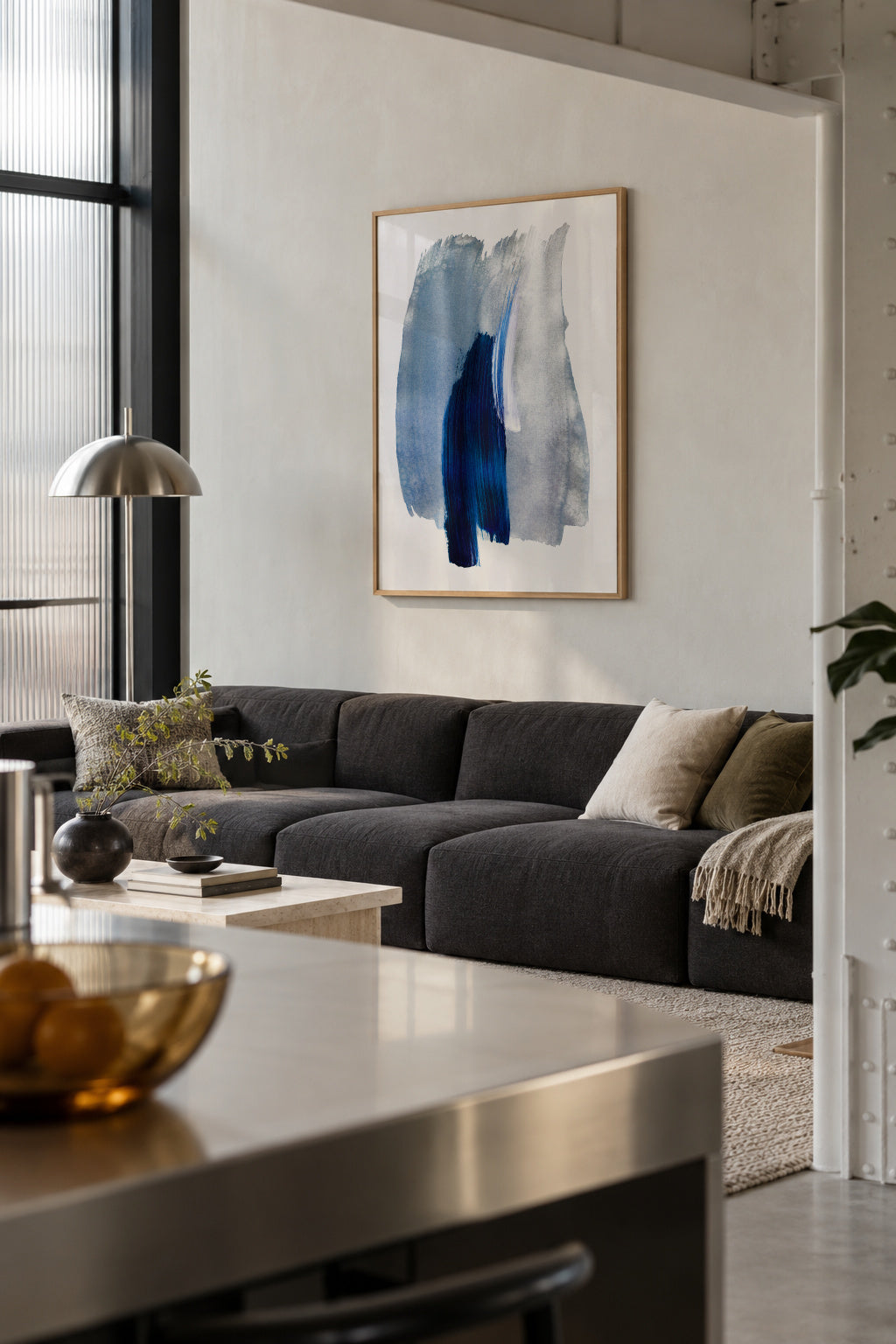 Abstract Brush Strokes 19X - Framed poster in an interior