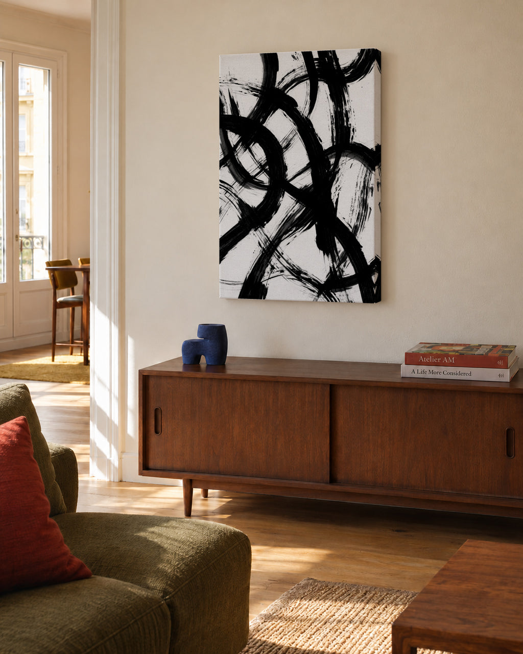 Abstract Brush Strokes 98X - Unframed canvas in an interior