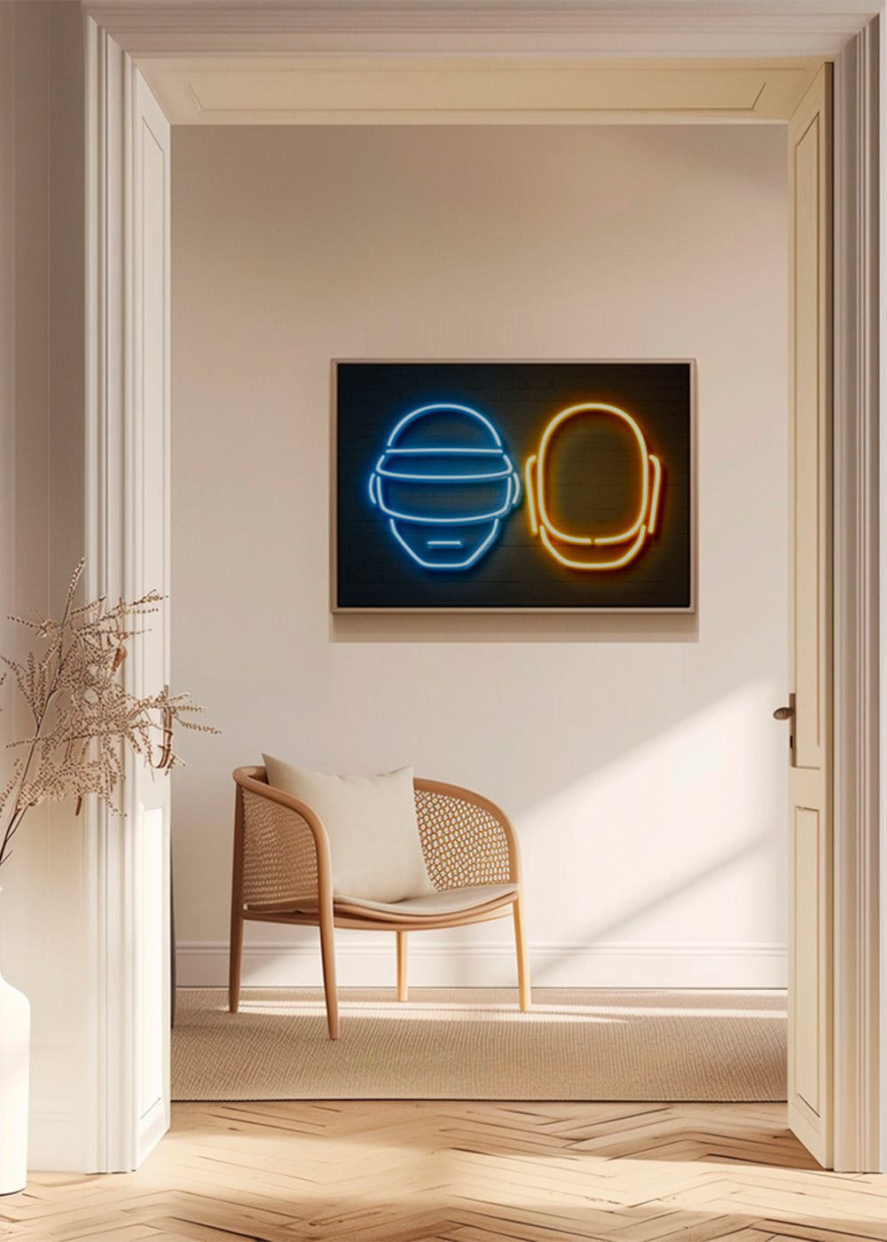 Plakat vintage kask neonowy