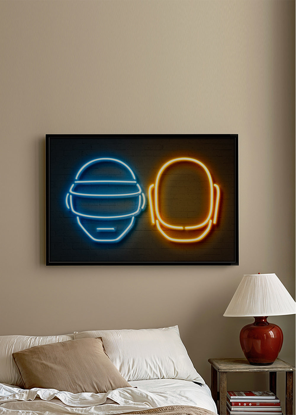 Plakat vintage kask neonowy