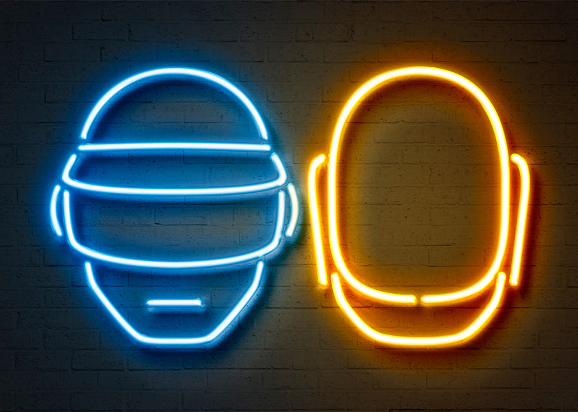 Plakat vintage kask neonowy