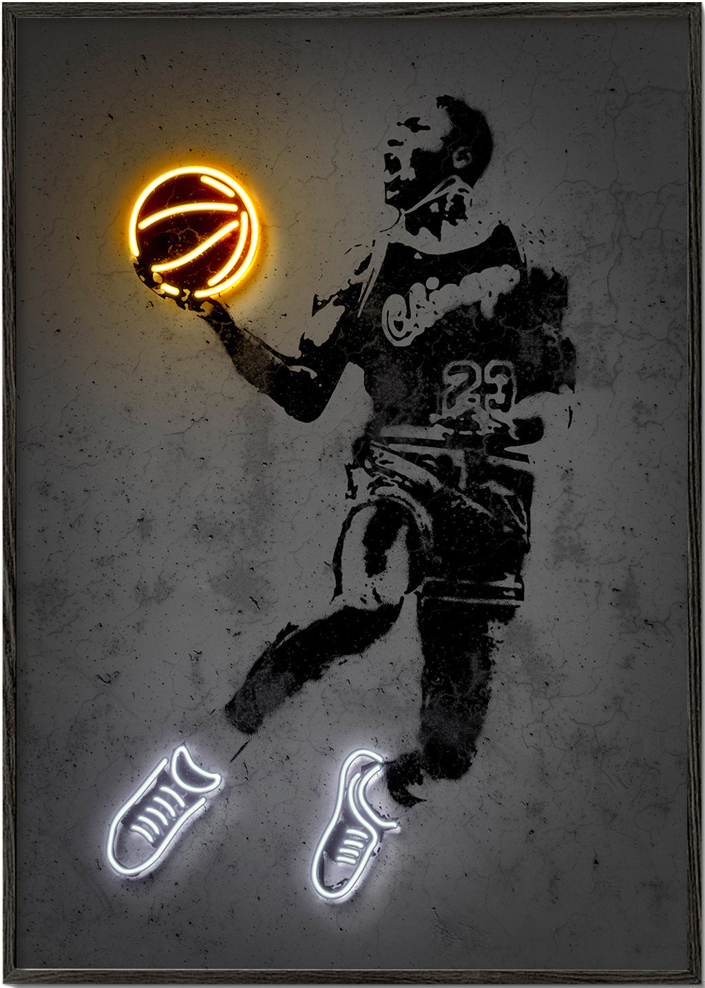 Plakat sportowy stencil z neonem