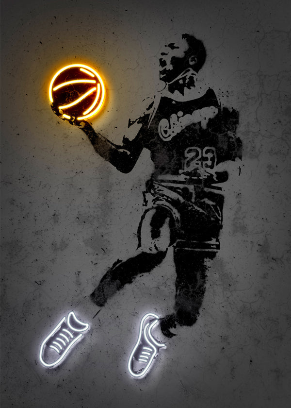 Plakat sportowy stencil z neonem