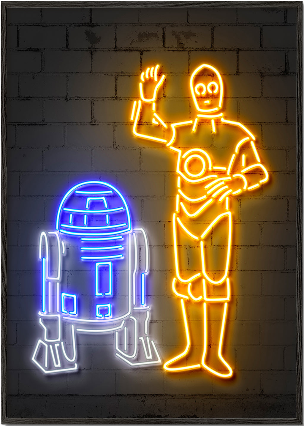 Ilustracja neonowych robotów na ścianę