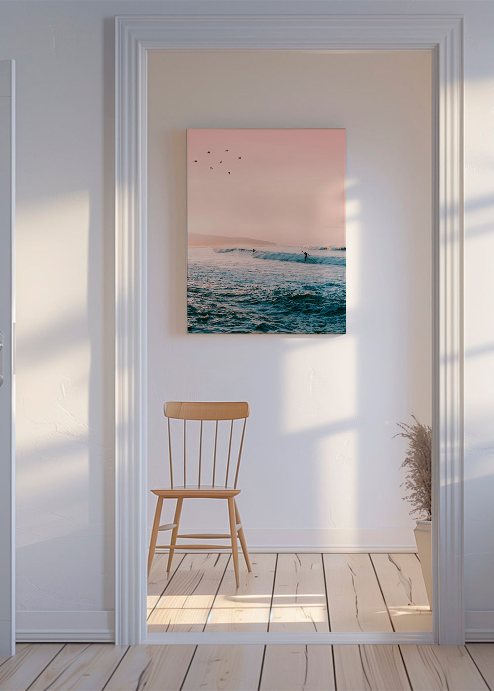 Sztuka sportowa surf przy wschodzie słońca