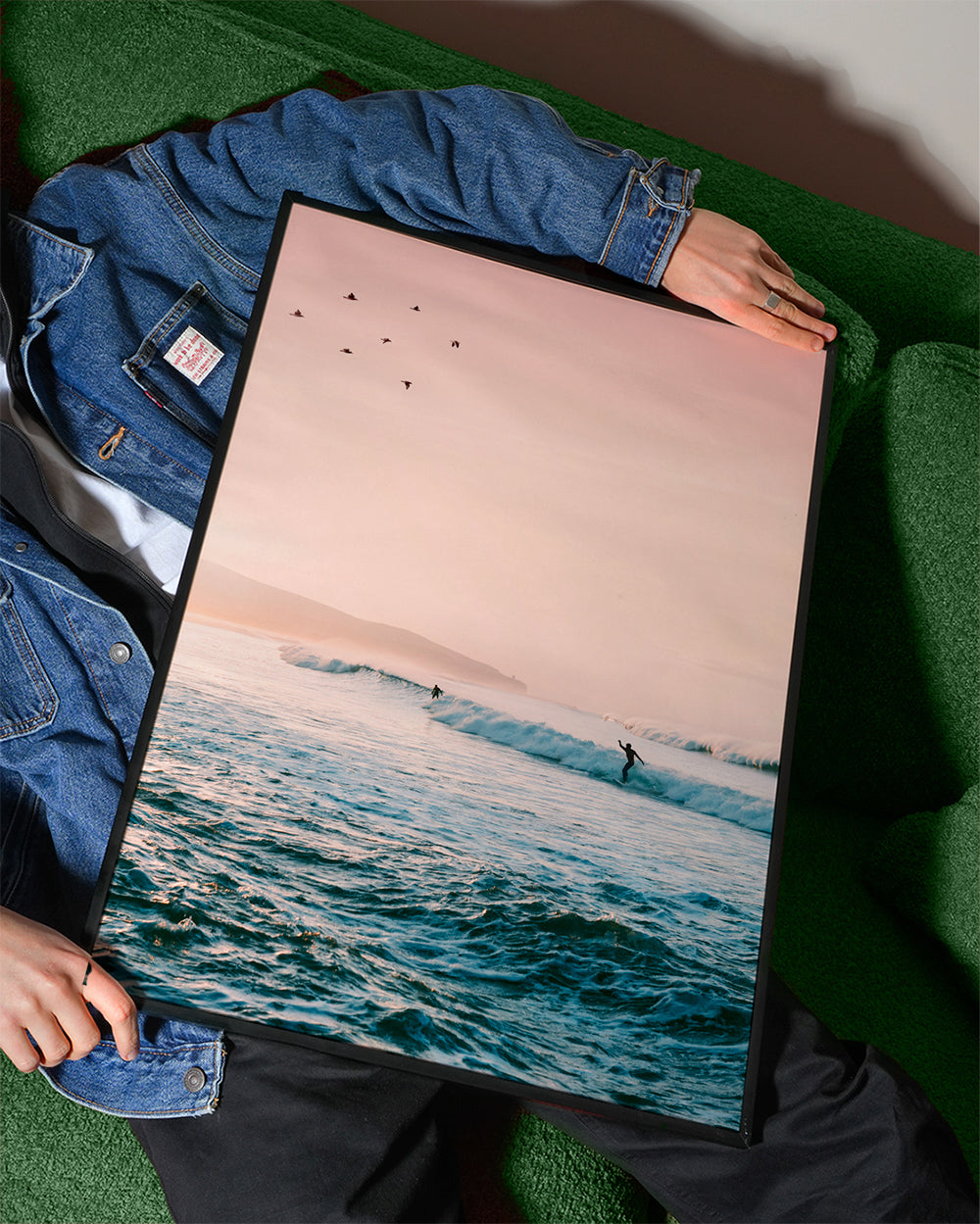 Sztuka sportowa surf przy wschodzie słońca