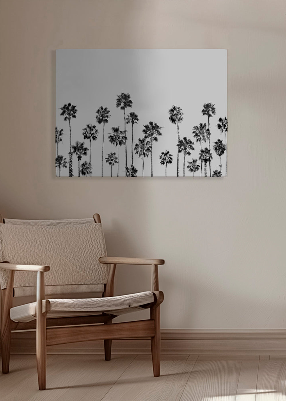 Plakat botaniczny z palmami czarno-biały