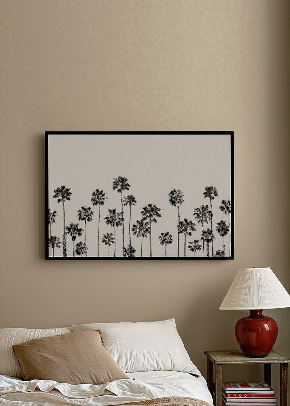 Plakat botaniczny z palmami czarno-biały