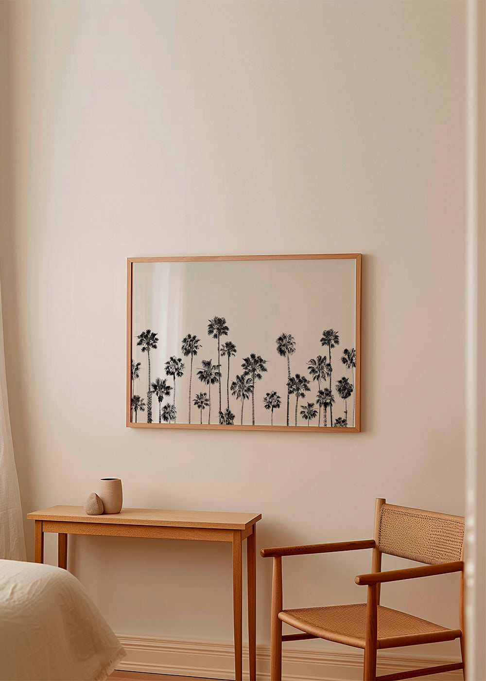 Plakat botaniczny z palmami czarno-biały