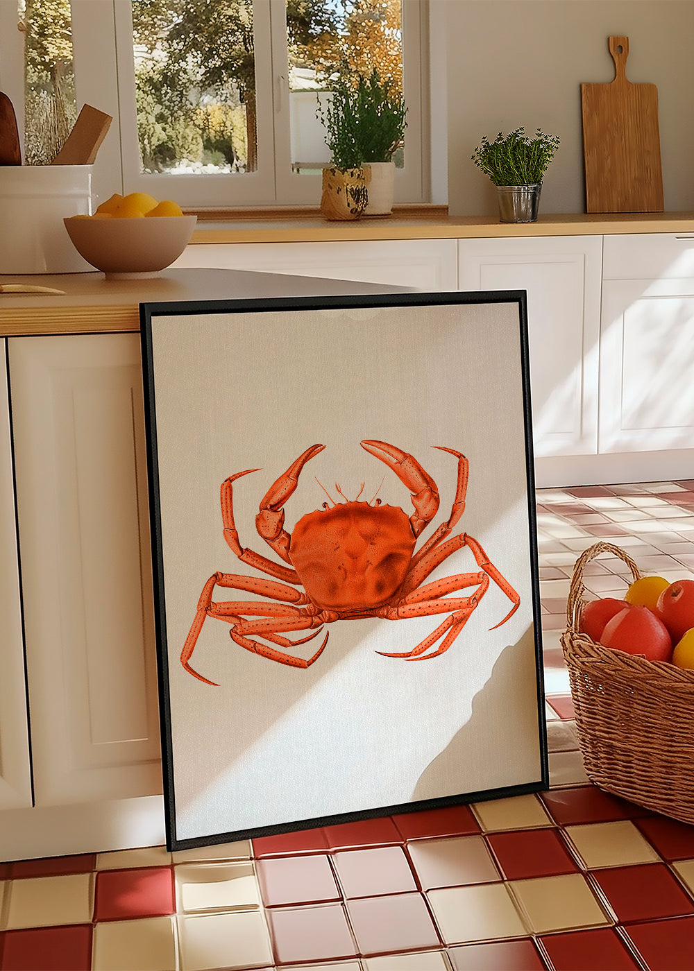 Dzieło krab akwarela pomarańczowy