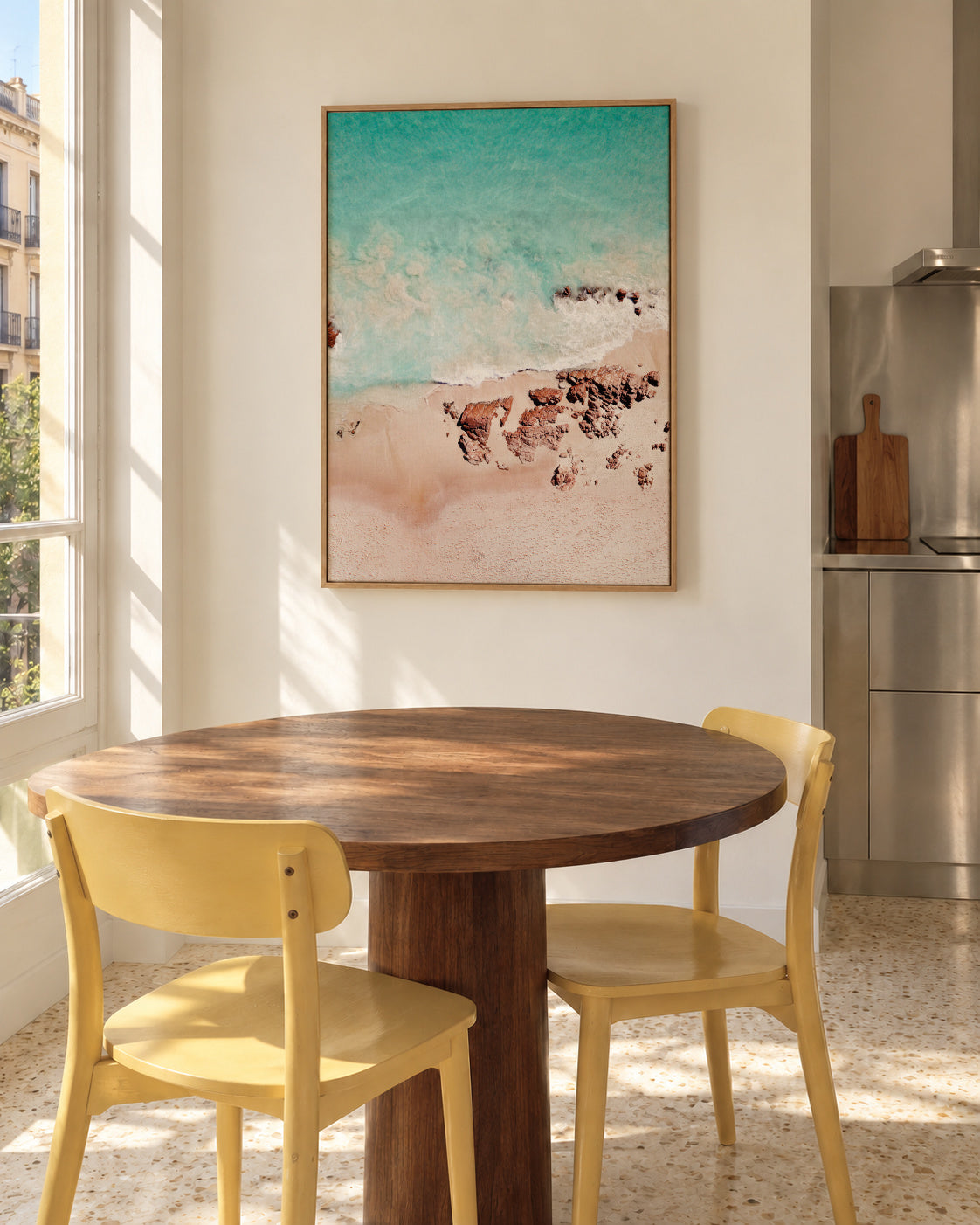 Golden Rose Beach - Framed canvas in an interior
