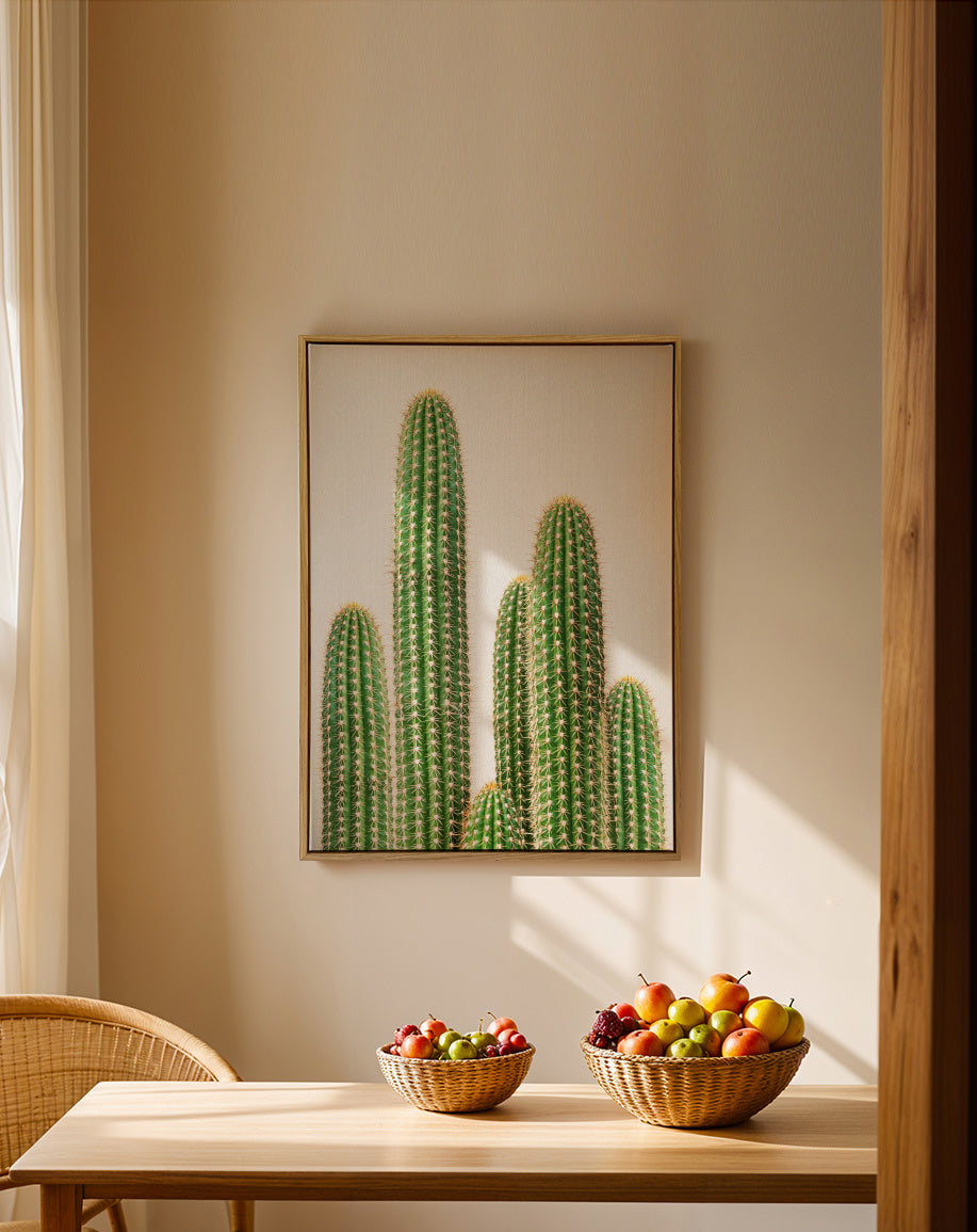 Cactus 2 - Framed canvas in an interior