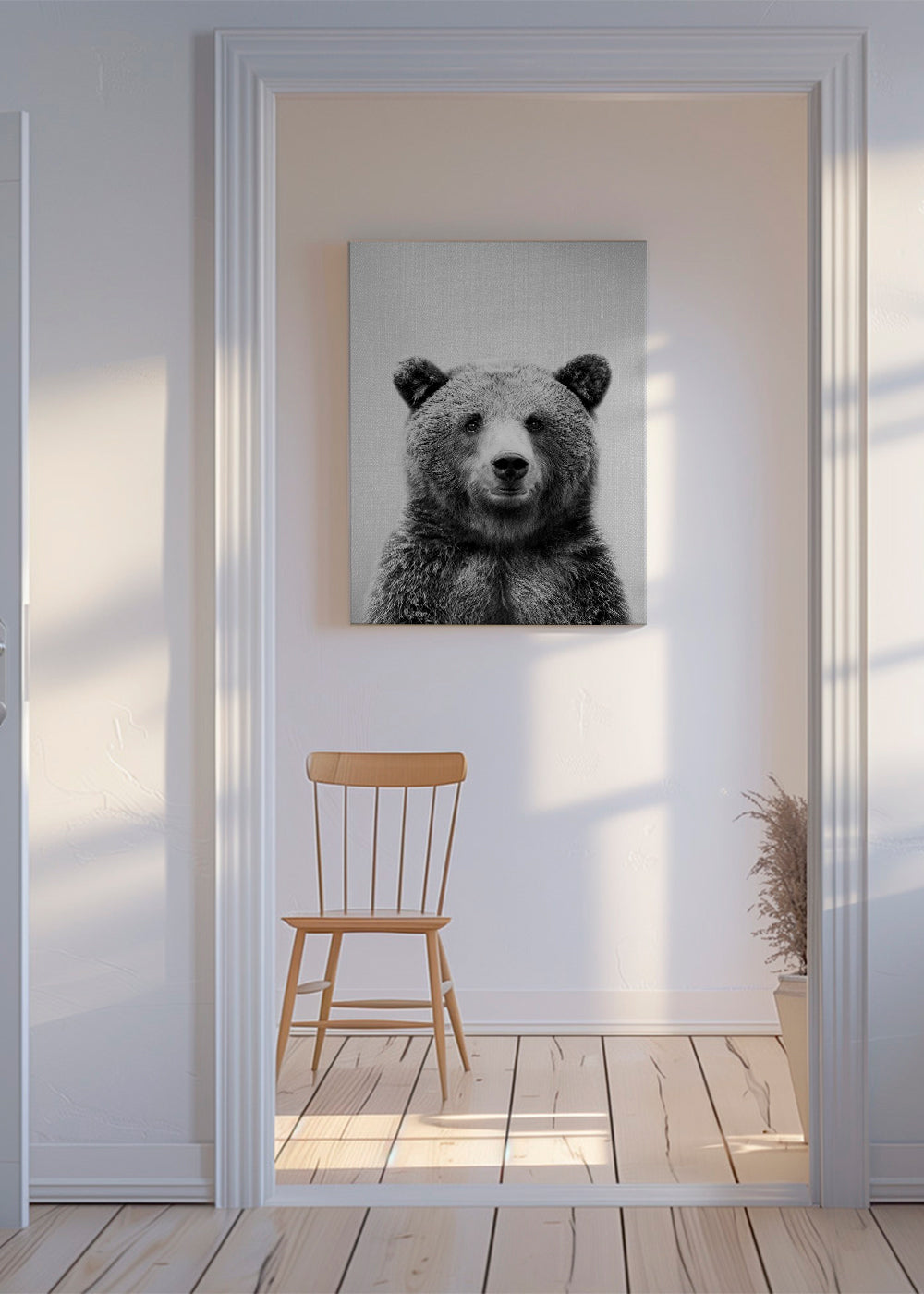 Portret niedźwiedzia czarno-biały