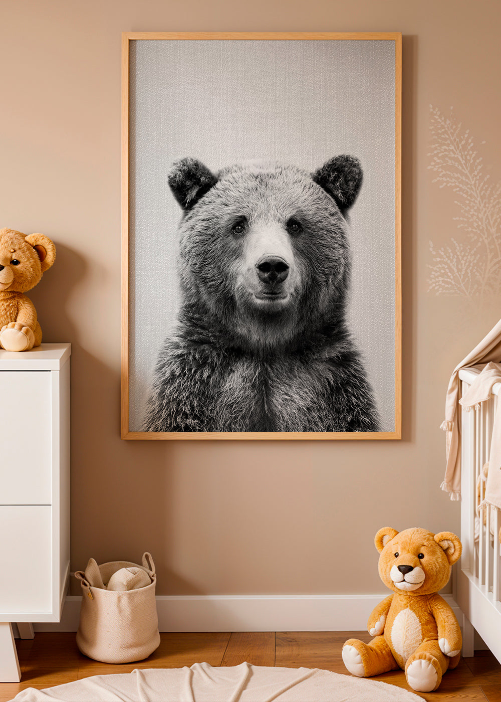 Portret niedźwiedzia czarno-biały