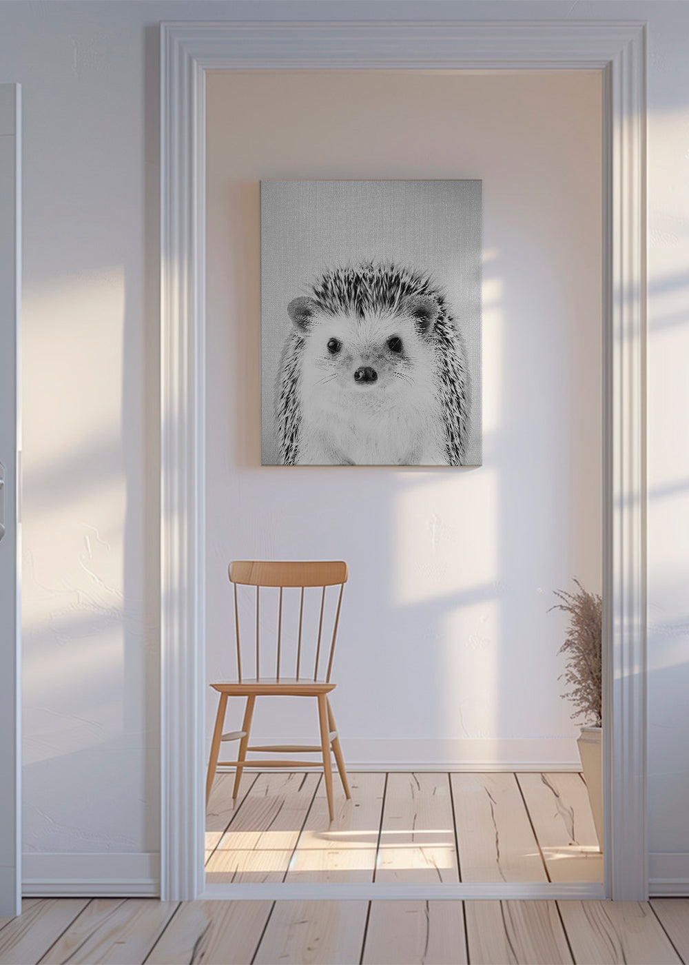 Dzieło jeż portret w czerni i bieli