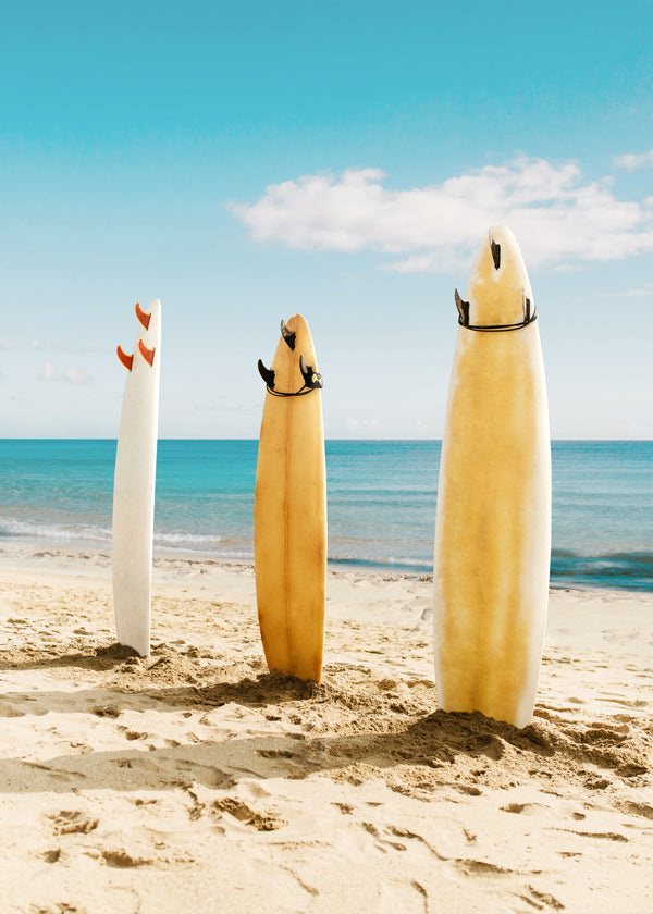Deski surfingowe na słonecznej plaży