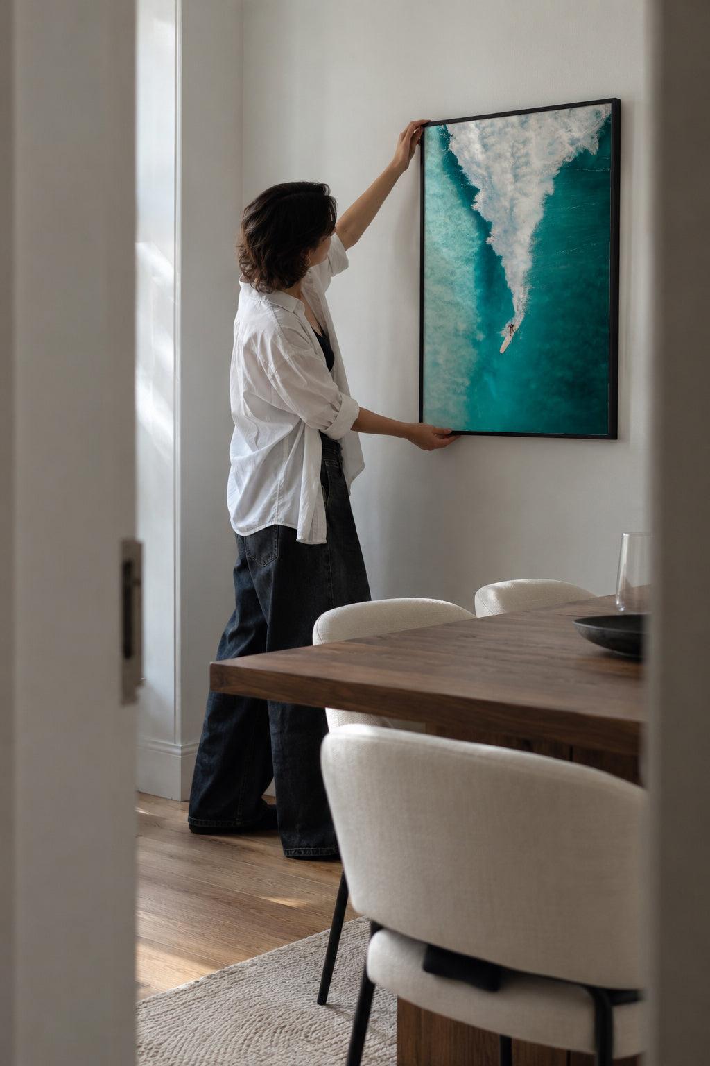 Surf Down - Framed poster in an interior