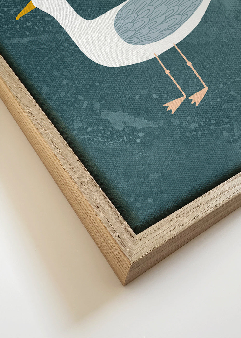 Ilustracja mewy na niebieskim tle