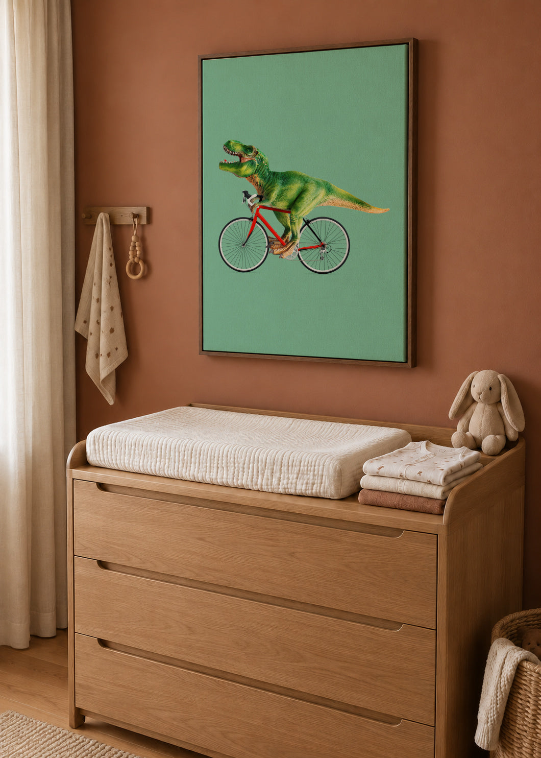 T-Rex Bike - Framed canvas in an interior