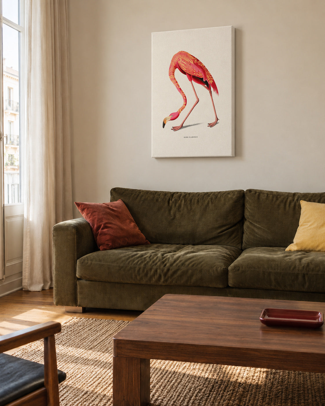 Boho flamingo - Unframed canvas in an interior