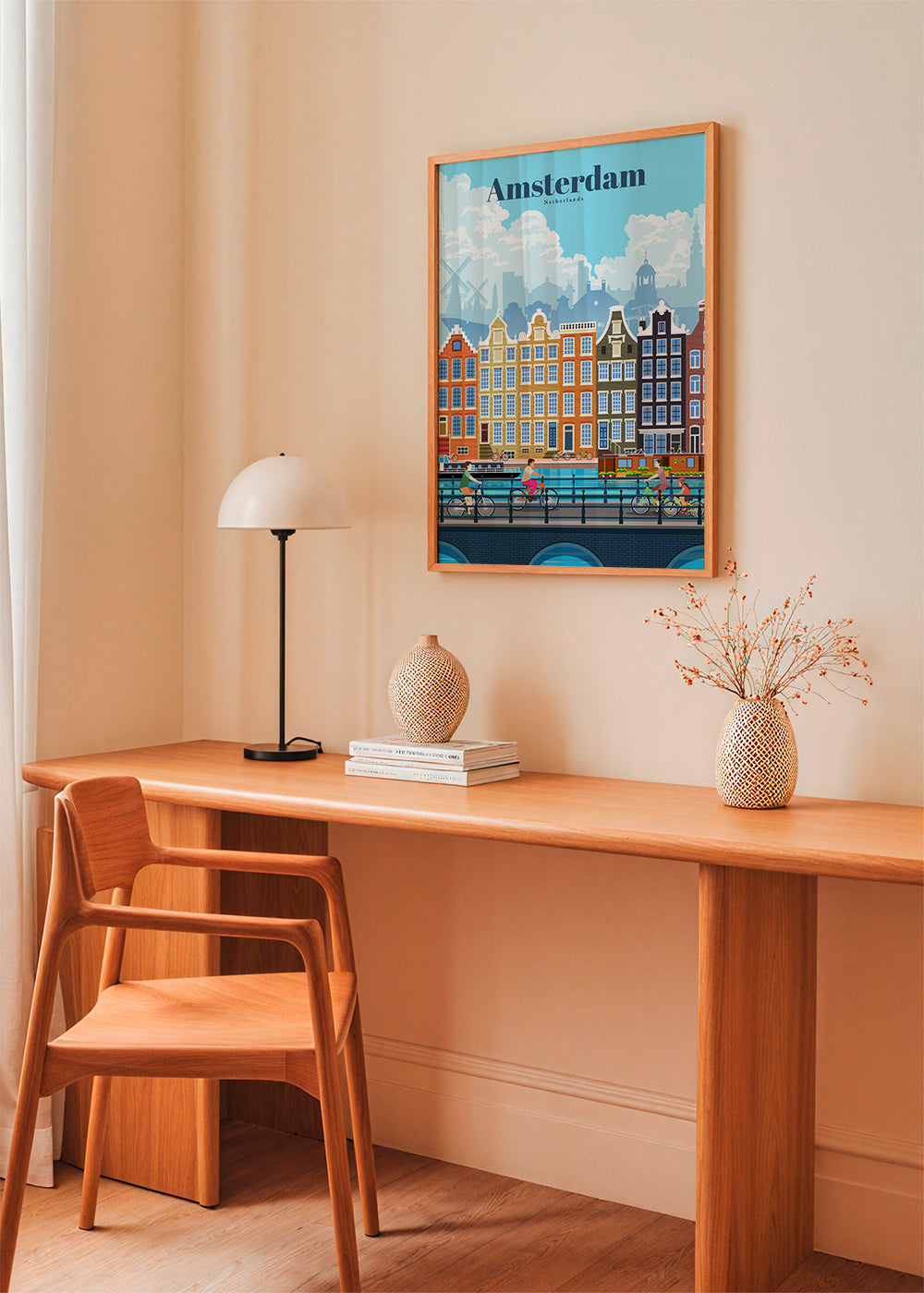 Plakat podróżniczy Amsterdam kanały i rowery