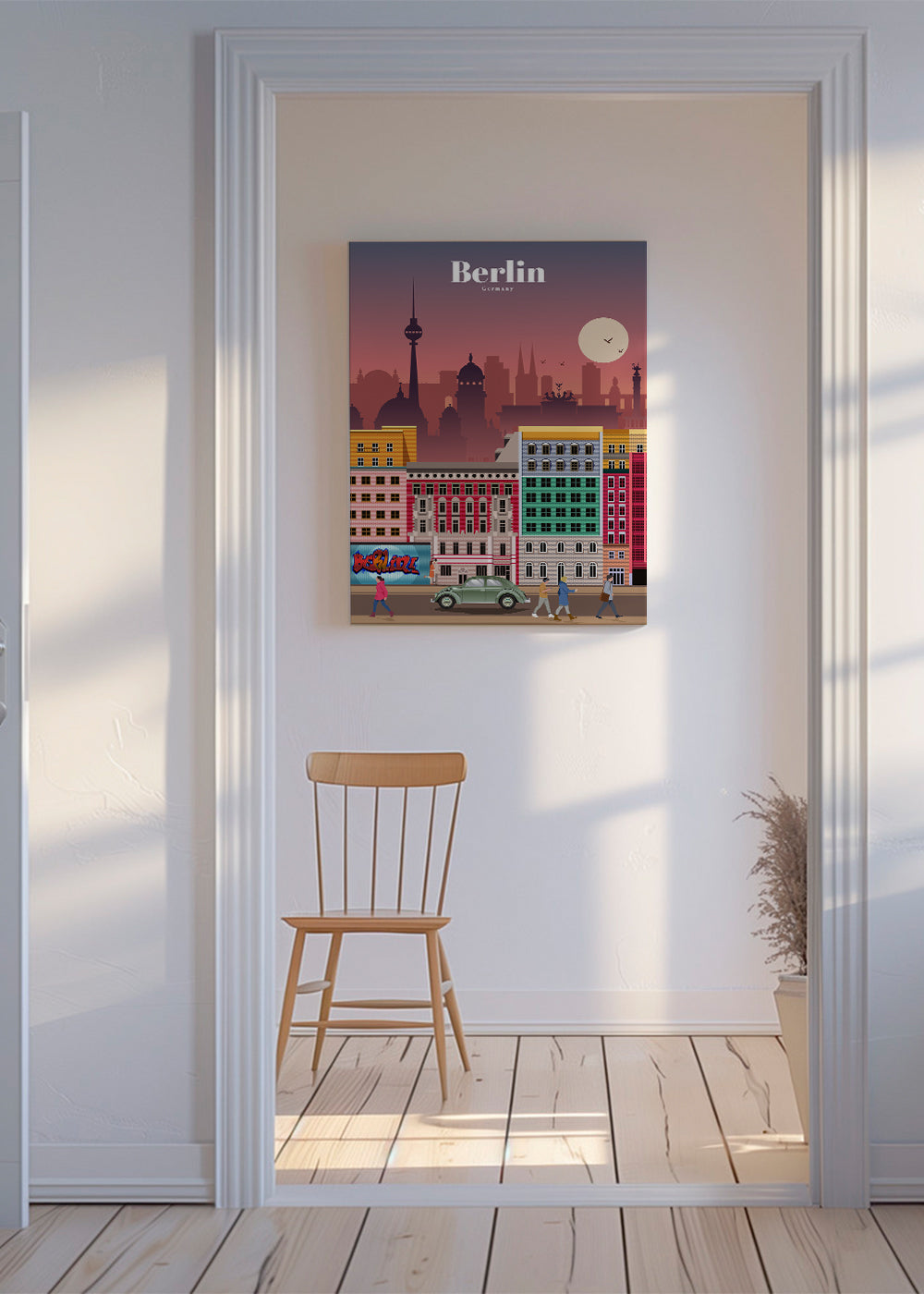 Plakat podróżniczy Berlin: ilustrowany skyline