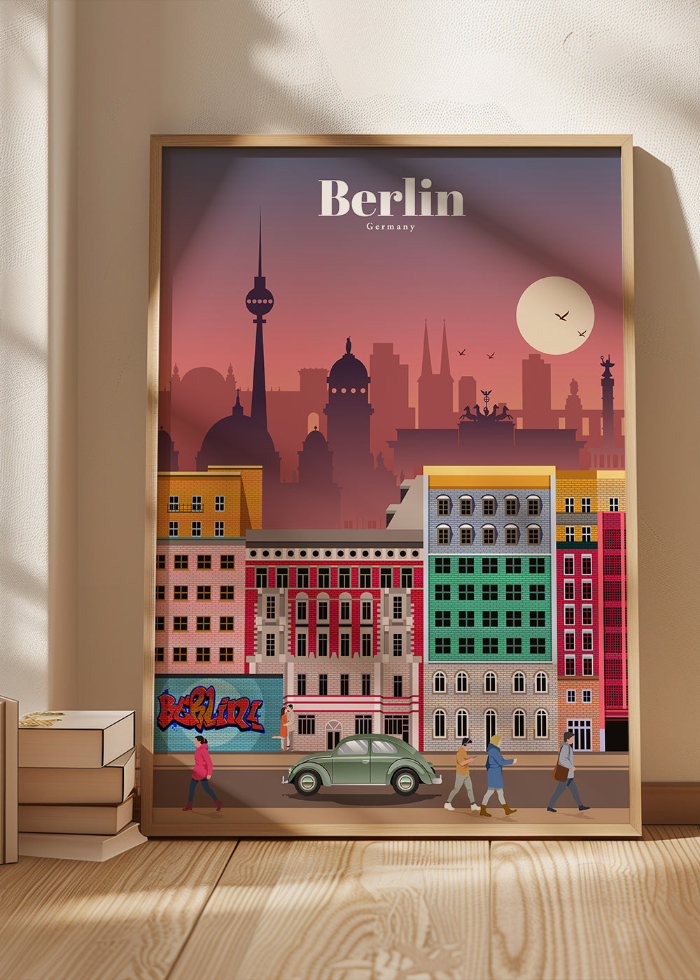 Plakat podróżniczy Berlin: ilustrowany skyline