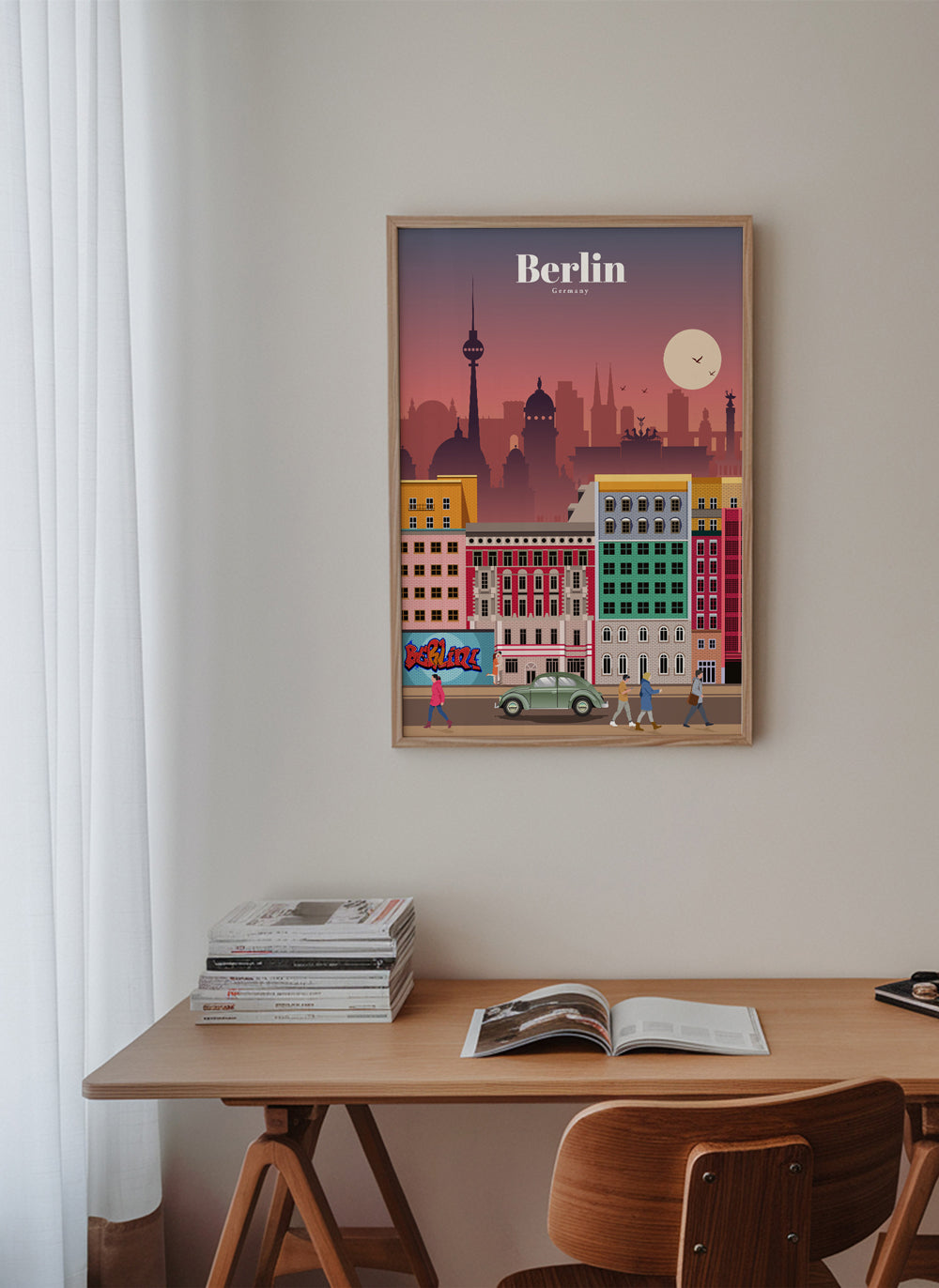 Plakat podróżniczy Berlin: ilustrowany skyline