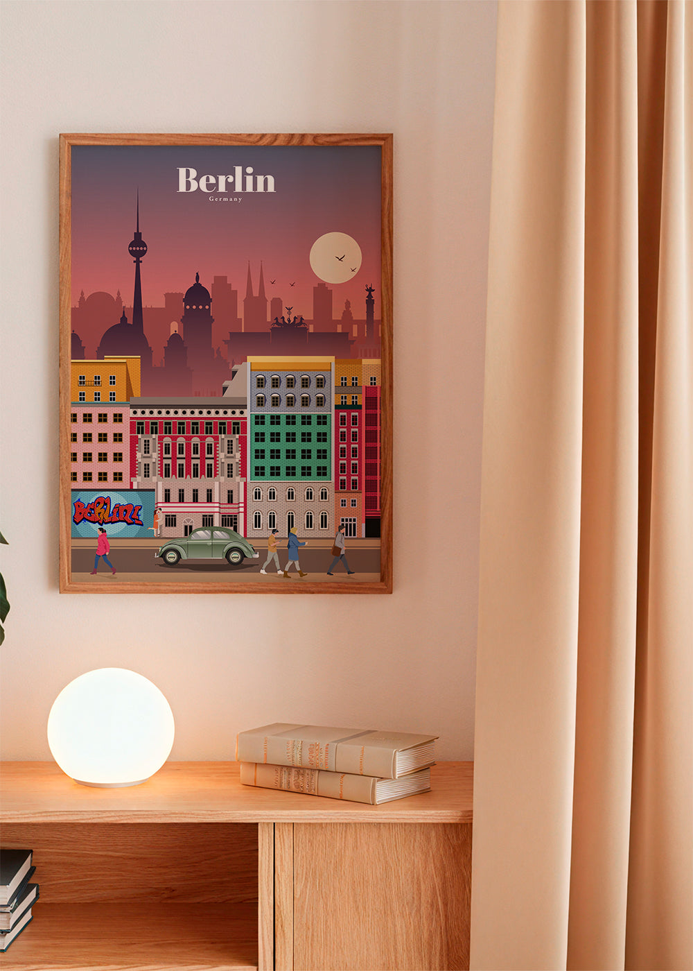 Plakat podróżniczy Berlin: ilustrowany skyline