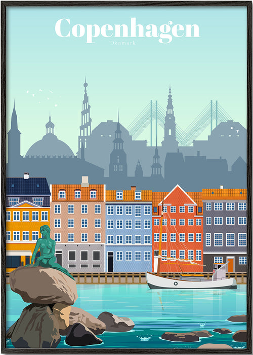 Plakat podróżniczy: Kopenhaga kolorowy port