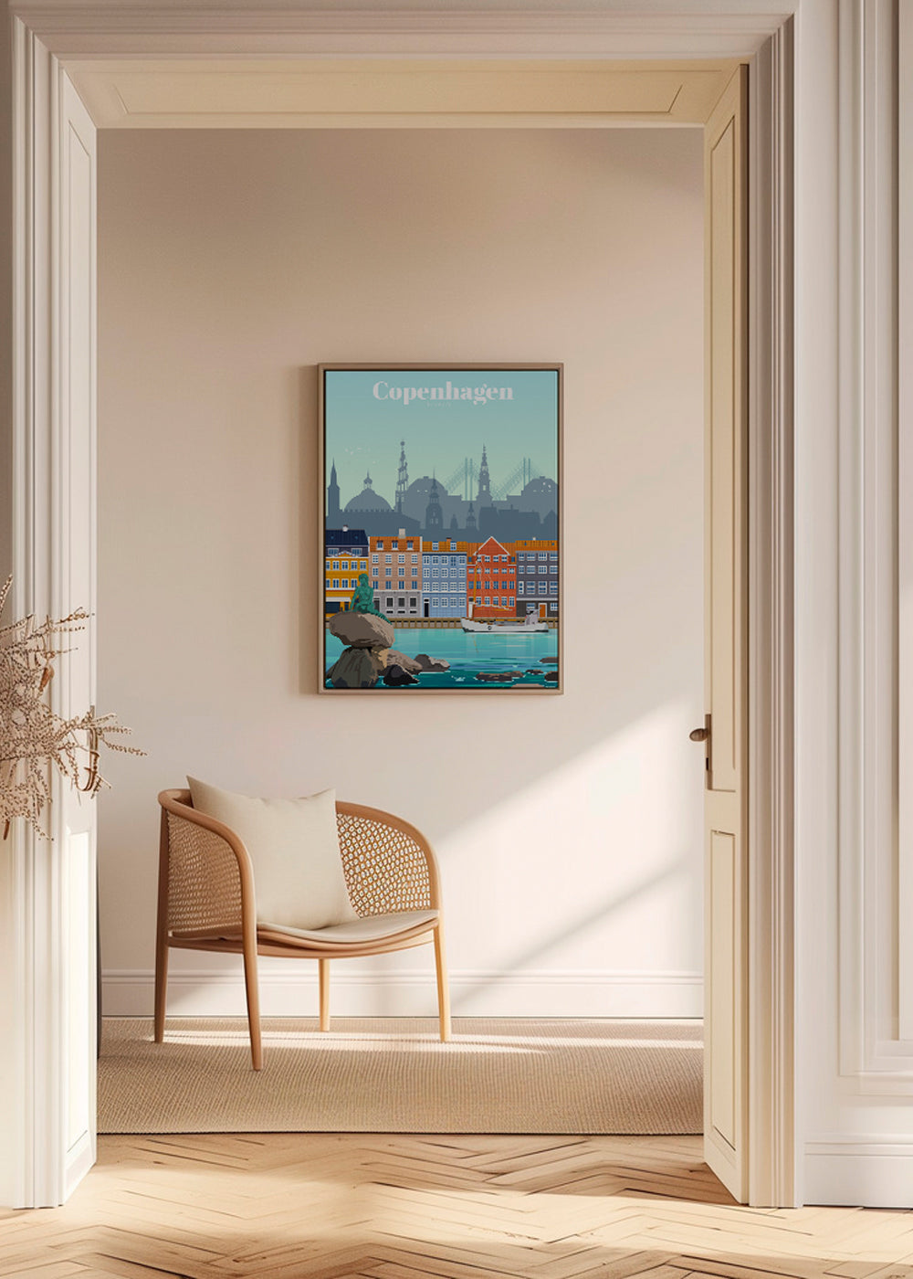 Plakat podróżniczy: Kopenhaga kolorowy port