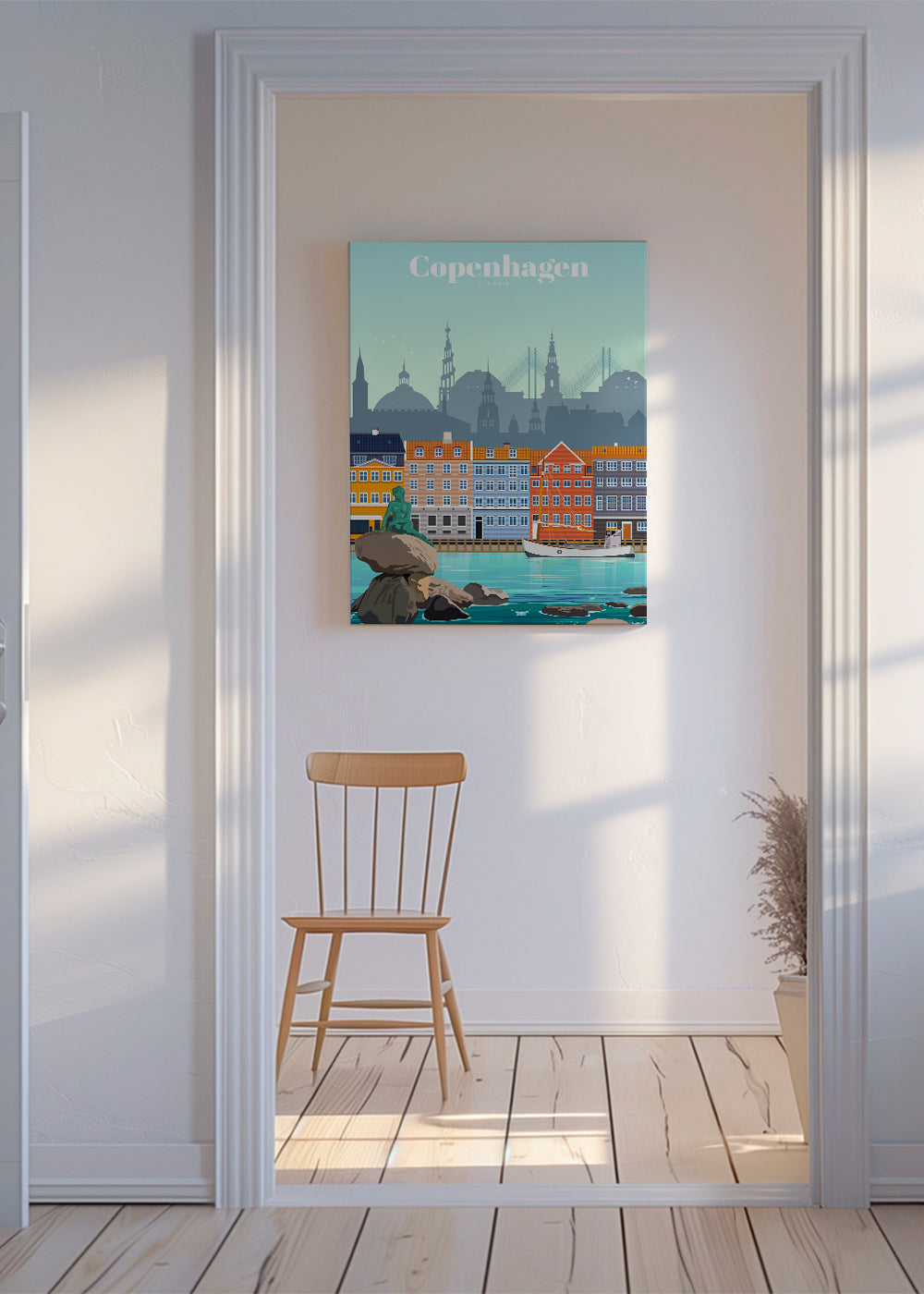 Plakat podróżniczy: Kopenhaga kolorowy port