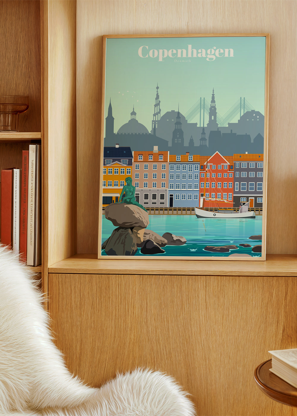Plakat podróżniczy: Kopenhaga kolorowy port