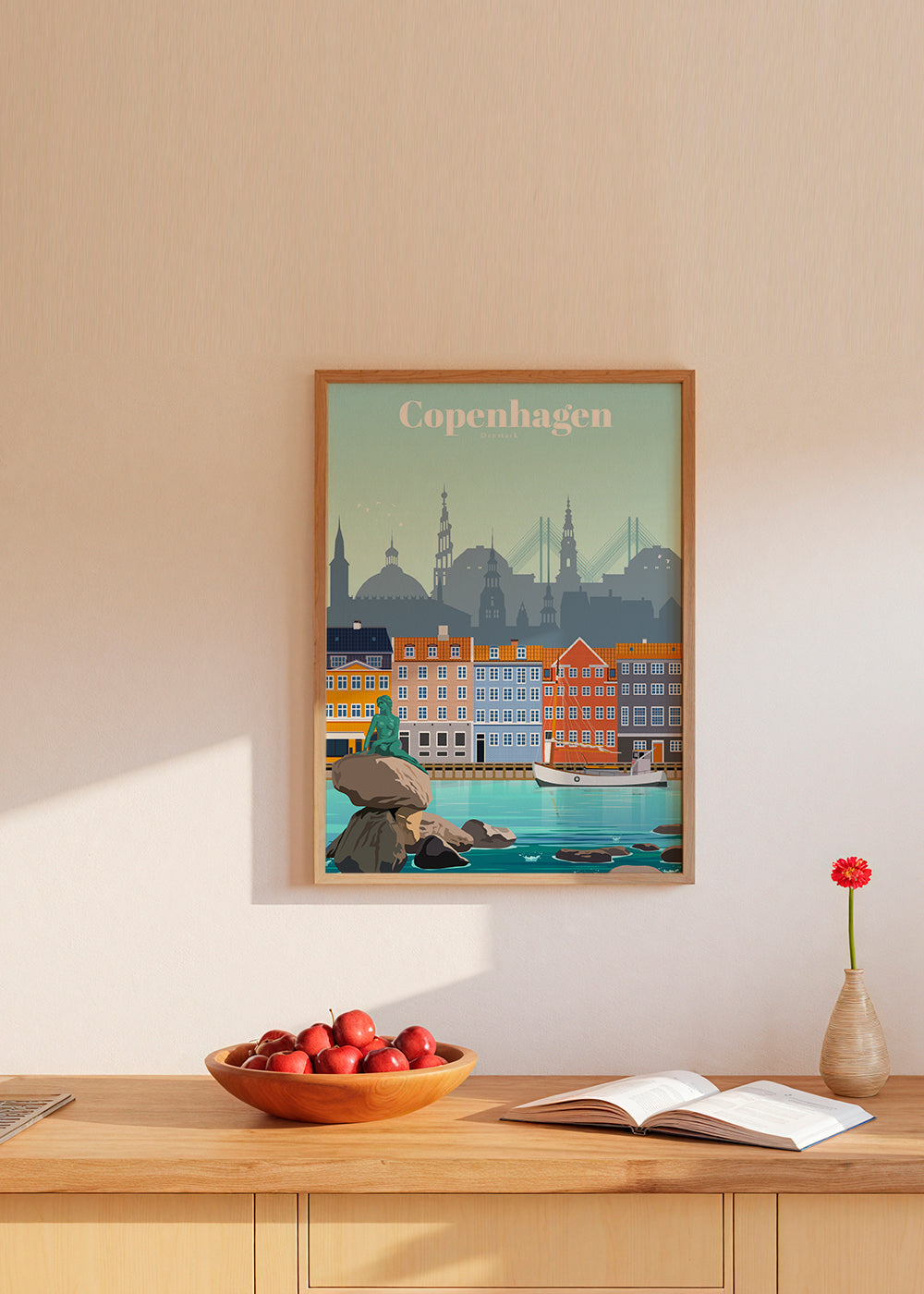 Plakat podróżniczy: Kopenhaga kolorowy port