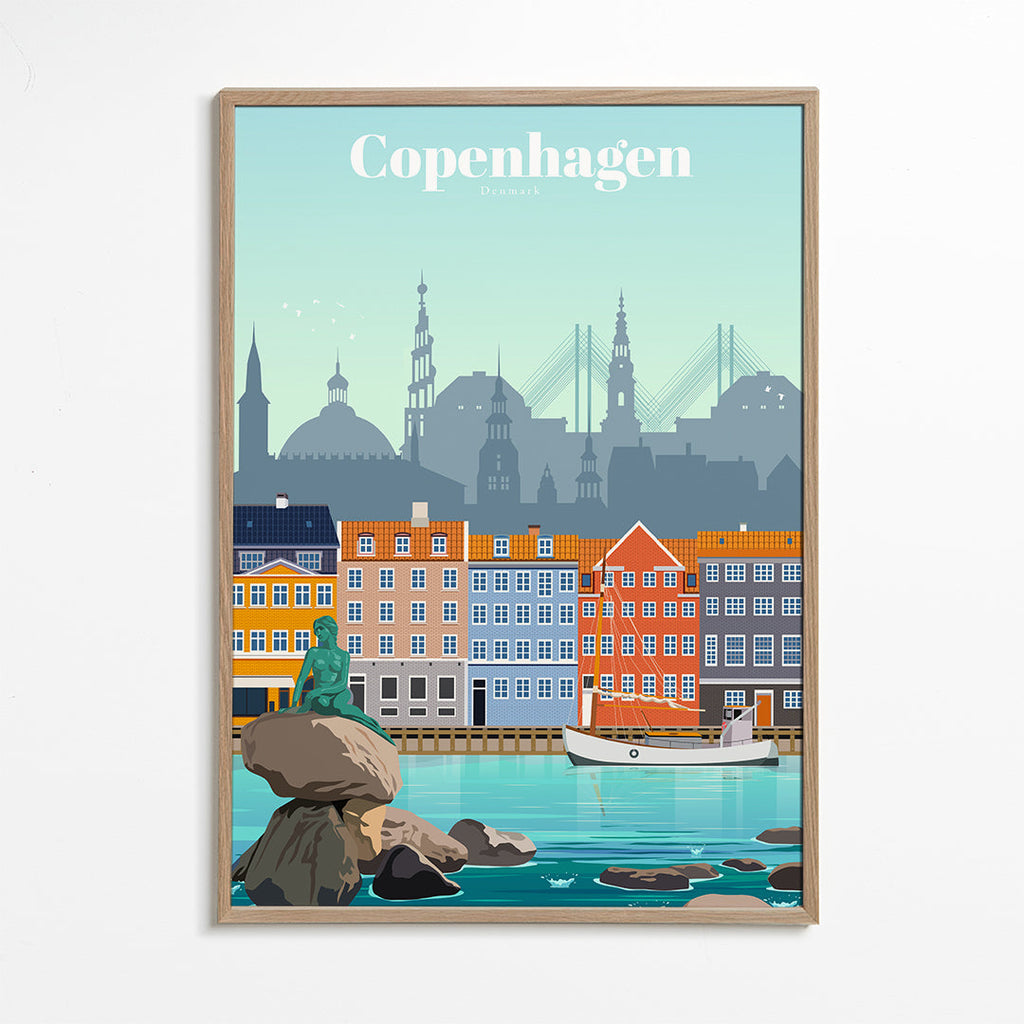 Plakat podróżniczy: Kopenhaga kolorowy port