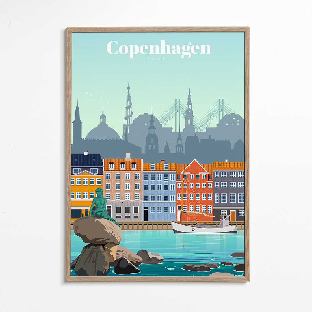 Plakat podróżniczy: Kopenhaga kolorowy port