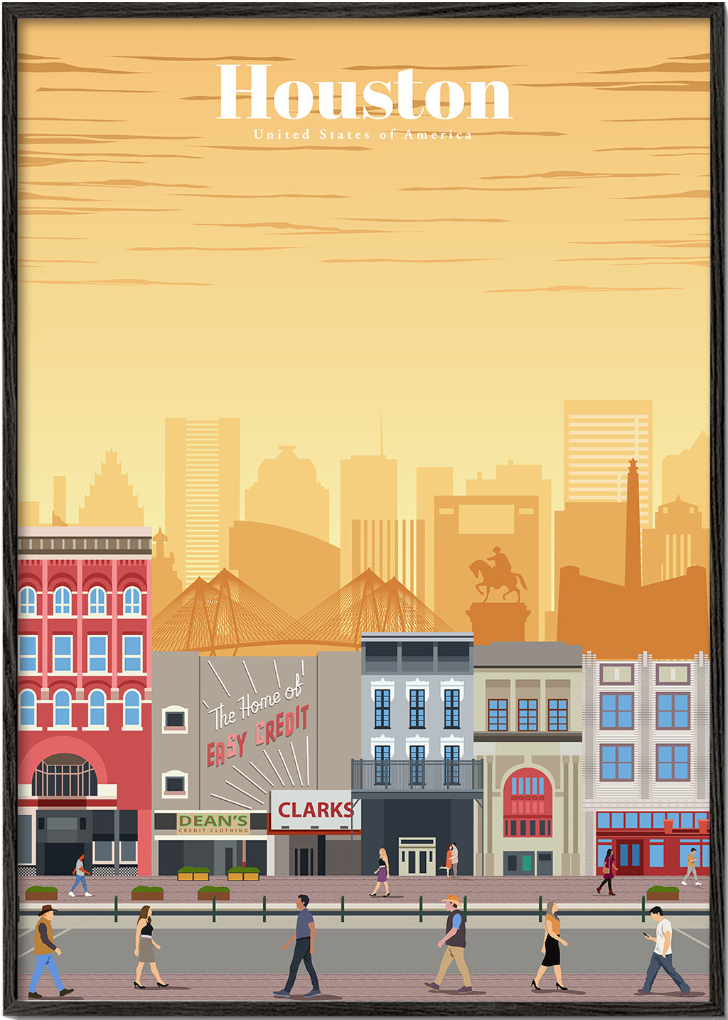Sztuka miejska: Ilustracja Houston w pionie