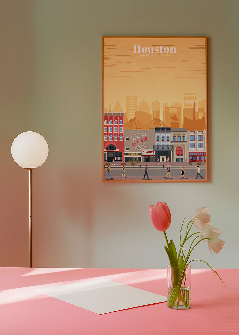 Sztuka miejska: Ilustracja Houston w pionie