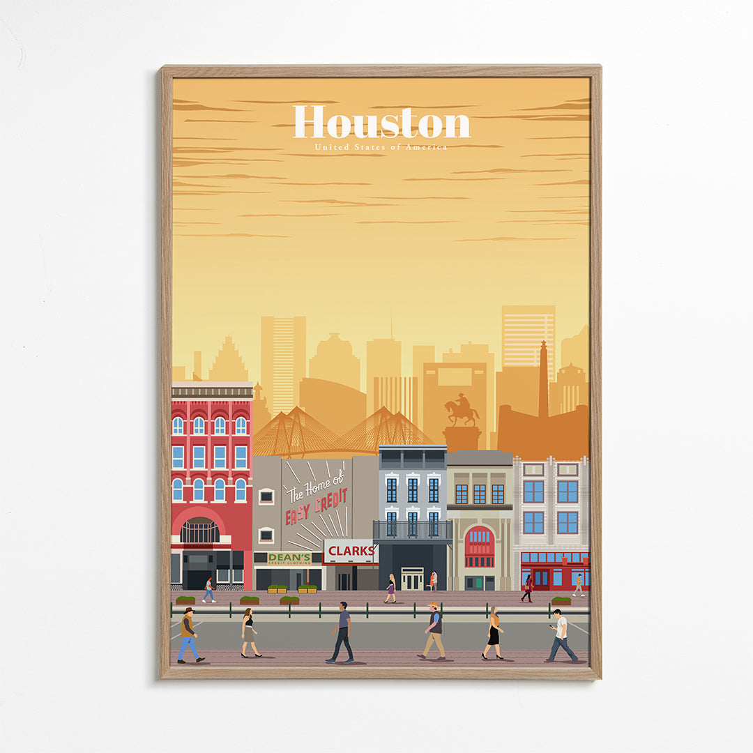 Sztuka miejska: Ilustracja Houston w pionie