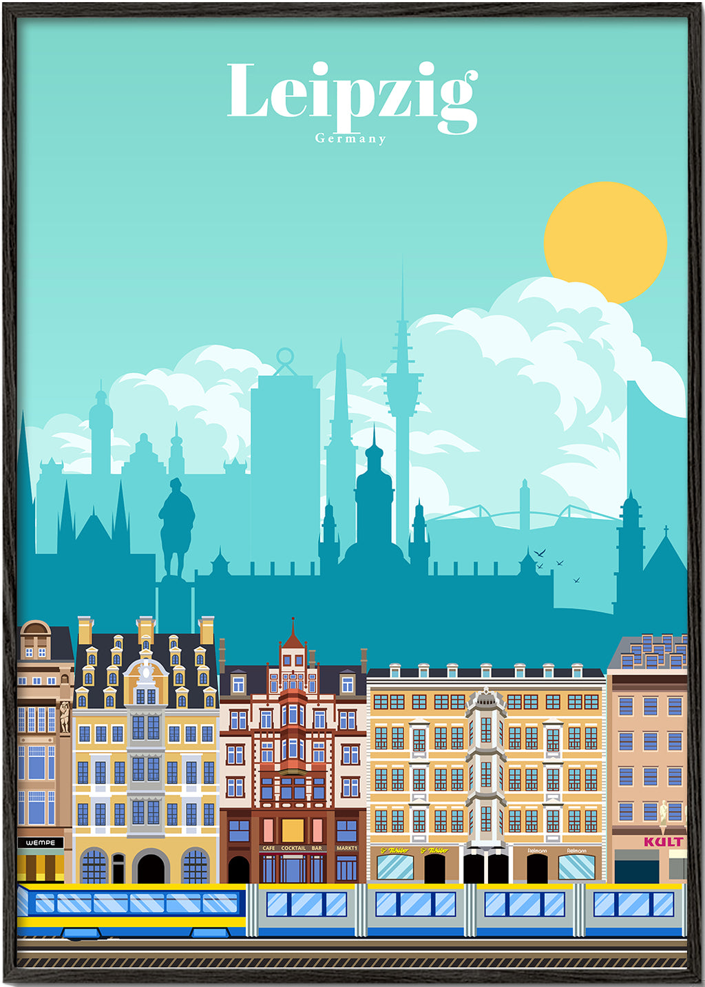 Plakat podróżniczy Leipzig ilustracja