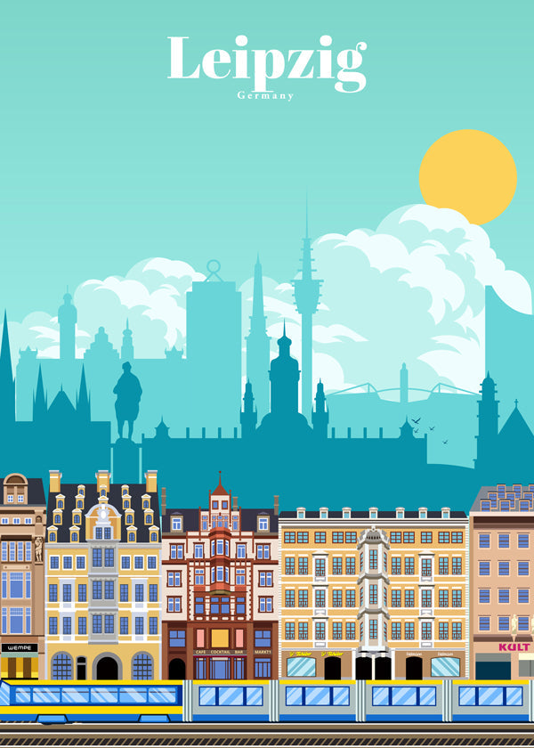 Plakat podróżniczy Leipzig ilustracja