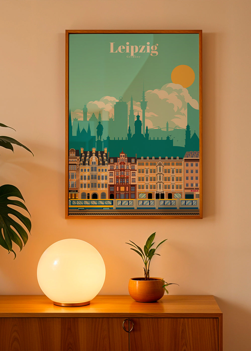 Plakat podróżniczy Leipzig ilustracja